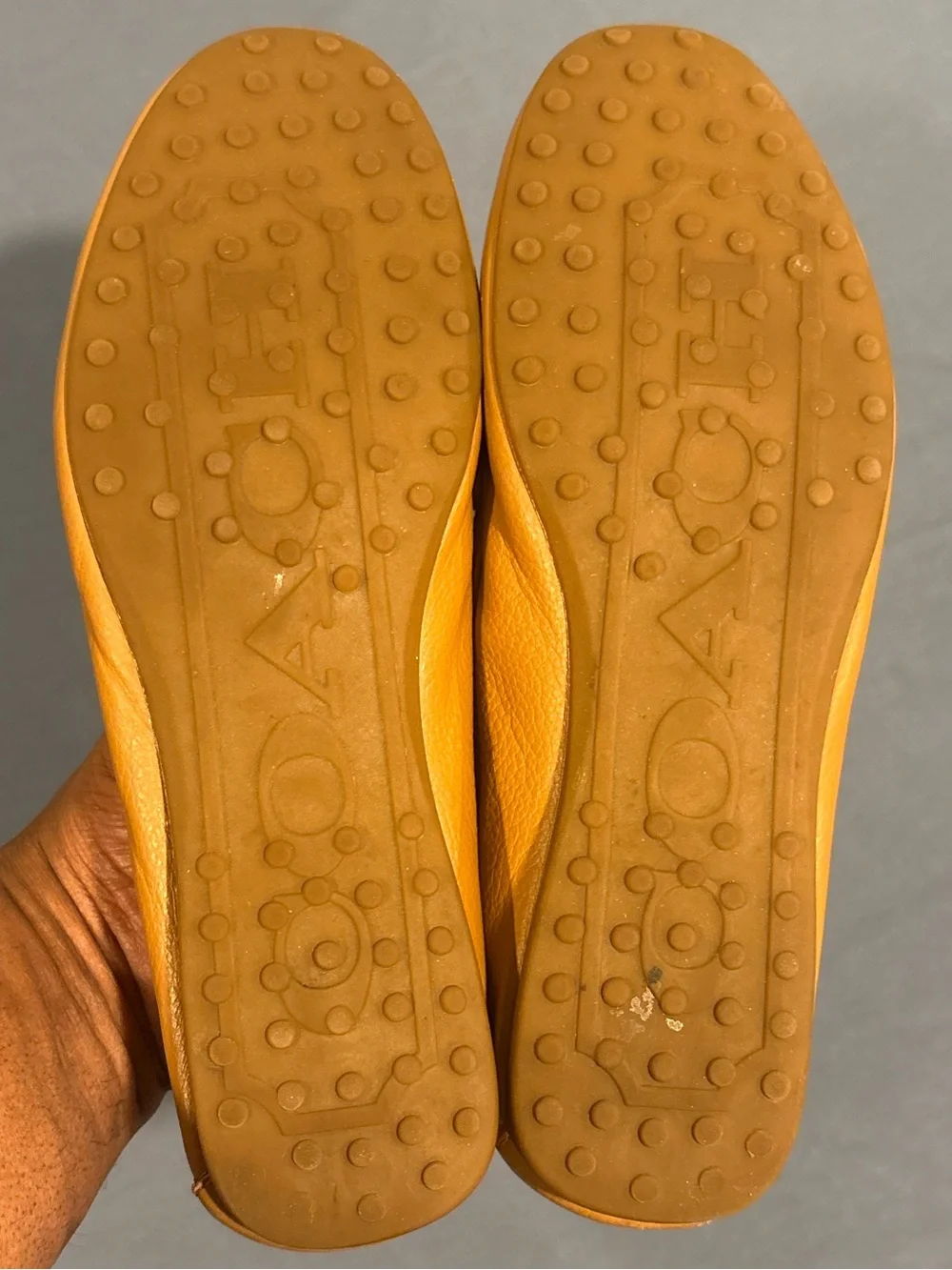COACH Fredrica Tan Soft Pebbled Leather Driving Moc Flat Loafers